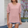 thumbnail image 4 of Annhoo Hauts d'Été pour Femmes 2025 Blouses à Col Rond à Œillets Manches Bouffantes Décontractées Tendance Unies pour Sortir, 4 of 8