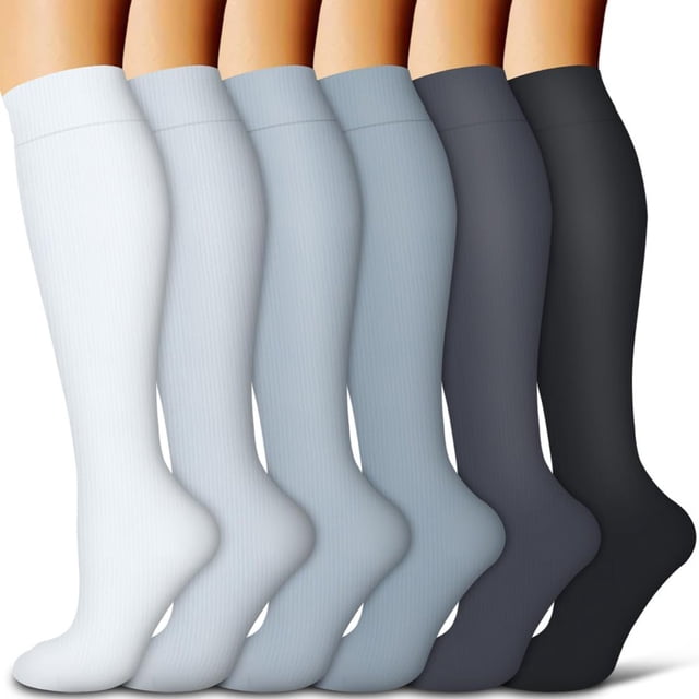 LOVEVER 6Pairs Compression Socks for Women and Men - Best for Circulation Running Athletic Recover Nurse Travel