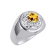thumbnail image 3 of RYLOS Men's Rings Sterling Silver Designer Gypsy 7MM Round Gemstone & Diamond Ring Citrine November Birthstone Size 10, 3 of 7