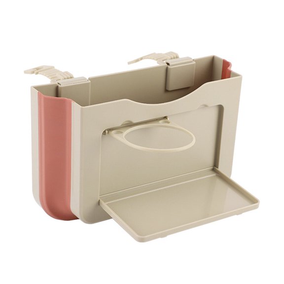 Poubelle de Voiture Pliable Suspendue Dossier de Siège Poubelle Bonne Étanchéité Durabilité Poubelle Gain de Place Boîte de Rangement Accessoires de Coiffure Beige 4