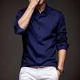 thumbnail image 2 of Cathalem Mens Linen Shirts Regular Fit Button Down Collar Shirts with Pocket,Navy 44, 2 of 5