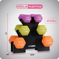 thumbnail image 3 of HolaHatha 3, 5 and 8 Pound Neoprene Dumbbell Strength Training Weights Set Rack, 3 of 11