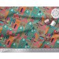 thumbnail image 3 of Soimoi Green Moss Georgette Fabric Architectural Structure Architectural Printed Craft Fabric by the Yard 42 Inch Wide, 3 of 5
