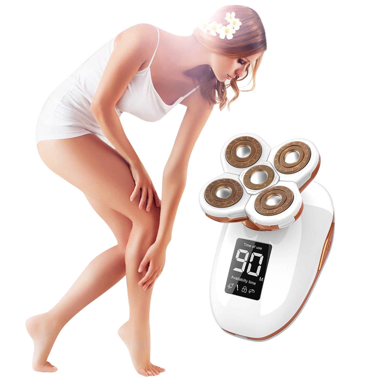 Aursykel Women's Electric Shaver Five Floating Blade Multi Functional Hair Removal Fast USB Charging Kit Wet Dry Use with Intelligent Display Includes Grooming Heads Face Brush Longer Use Time 163g