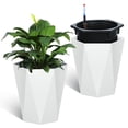 thumbnail image 1 of AKDSteel 16 Inch Tall Diamond Planters Set of 2, Self Watering Planters with Water Level Monitor and Wheels, Flower Pots Outdoor and Indoor for Patio, Porch, Living Room, Home Office, 1 of 8