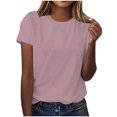 thumbnail image 1 of Pisexur Hauts d'Été pour Femmes, Pull Décontracté Uni à Manches Courtes, Hauts pour Femmes Rose, TG, 1 of 5