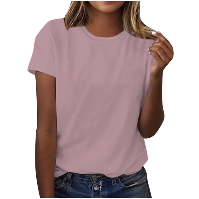 Pisexur Hauts d'Été pour Femmes, Pull Décontracté Uni à Manches Courtes, Hauts pour Femmes Rose, TG