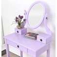 thumbnail image 2 of Roundhill Furniture Moniys Wood Moniya Makeup Vanity Table and Stool Set, Purple, 2 of 5