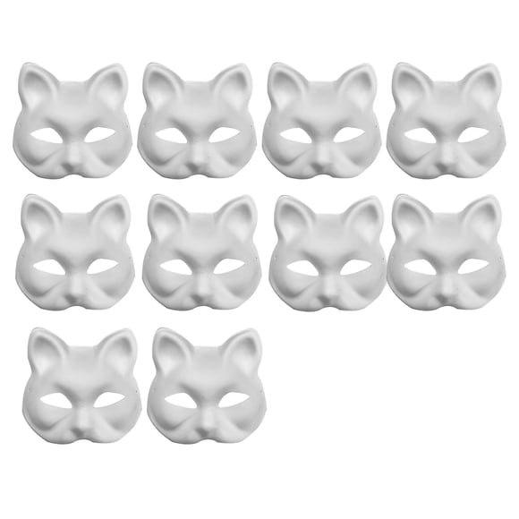 yingyy 10pcs/set Masquerade Paintable Cat Mask For DIY Fun Unique Blank Masques
