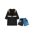 thumbnail image 4 of RUNQHUI Kids Boys Boxing Outfits Metallic Satin Hooded Robe Cloak and Shorts Set Boxer Party Fancy Dress B5 14, 4 of 5
