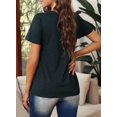 thumbnail image 4 of T-Shirt à Col Rond Déchiré à Manches Courtes pour Femmes Haut Mode Décontracté Été en Vrac T-Shirt de Couleur Unie, 4 of 4