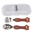 thumbnail image 2 of Adorable Cartoon Fork and Cartoon Fork Spoon Stainless Cute Toddler Table Setting Steel Toddler Feeding Training Spoons Forks Portable Animal Tableware for Kids  Tableware Set with, 2 of 8