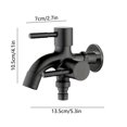 thumbnail image 3 of Stainless Steel Double Outlet Faucet | 1 In 2 Out Control Tap with Two Separate Switches | Rust Resistant Heavy Duty for Garden, Balcony, Bathroom, Laundry – 304 Metal Black Silver | Easy DIY, 3 of 6