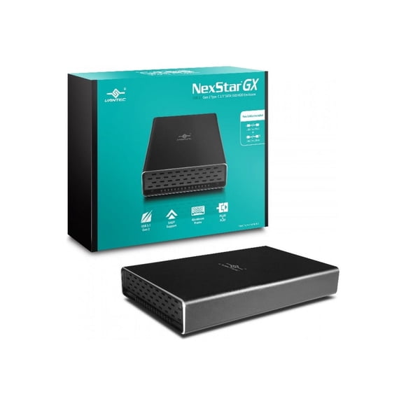 Vantec NexStar Gx USB 3.1 Gen 2 Type-C Boîtier SATA SSD/HDD 2,5” pour Disque de 9,5 mm et 7 mm de Hauteur; Livré avec C vers C et C vers un Câble; Boîtier en Aluminium; (NST-271C31-BK)