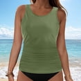 thumbnail image 2 of MIASHUI Ensemble de Tankini pour Femme Haut de Bikini avec Short de Bain Tenue de Plage et de Piscine Vert Armée,P, 2 of 5