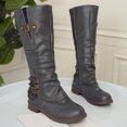 thumbnail image 4 of EGNMCR Bottes d'Hiver pour Femmes Chaussures de Mode pour Femmes Bottes Western Rétro Bottes Décontractées Chaudes à Talons Bas Bottes Mi-Mollet, 4 of 6