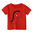 thumbnail image 1 of WERYOUNG T-Shirts Filles Garçons Été Décontracté Imprimé Dinosaure Col Rond Manches Courtes T-Shirts Filles Adorable Piscine Plage Tee-Shirts, Rouge, 10-11 Ans, 1 of 3