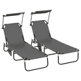 thumbnail image 1 of Outsunny Chaise Longues Pliantes 2 Pcs avec Dossier Réglable Gris Foncé, 1 of 10
