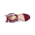 thumbnail image 4 of BLISSFUL STEP Women's Open Toe Lace up Sandals Mid Block Heels Sandals Burgundy 5, 4 of 7