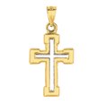 thumbnail image 1 of Pendentif Tube Carré Croix Finition Brillante Or 14k 2 Tons, 1 of 1