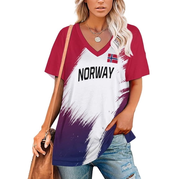 Chandail de Soccer pour Femmes Norway 2026 pour Fans de Soccer avec Drapeau de la Nation - Personnalisé