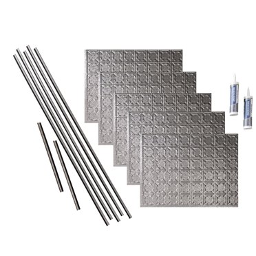 Fasade Traditional Style 6 Vinyl Backsplash Kit 15 sq ft Galvanized Steel