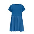 thumbnail image 4 of EQWLJWE Summer Patchwork Mini Dresses for Women 2024,Pleated Ruffle Dresses for Women Crew Neck Short Sleeve Dress ,Solid Ruffle A Line Beach Boho Long Maxi Dress with Pockets, 4 of 9