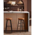 thumbnail image 1 of VASAGLE Echo Collection Bar Stools Set of 2, Kitchen Counter Stools, Breakfast Stools, Synthetic Leather with Stitching, 30-inch Tall, Home Bar Dining Room, Easy Assembly, Caramel Brown ULBC090K01, 1 of 7