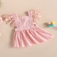 thumbnail image 3 of Toddler Kids Girls Princess Dress Solid Color Lace Fly Sleeve Dress, 3 of 8