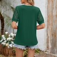 thumbnail image 4 of Yanlir Women's Fashion Spring Summer Solid Color Round Neck Short Sleeve Lace Patchwork Loose T-Shirt Summer Tops(Green,M), 4 of 7