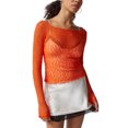 thumbnail image 1 of Faithtur Femmes de l'Été Pure Crop Tops Manches Longues Ajusté Dentelle Courte Sortir Tops pour la Fête, 1 of 9
