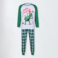 thumbnail image 3 of Family 2 Pieces Pajamas Set Crew Neck Dinosaur Printed Daily Suit (Green S Dad), 3 of 9