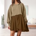 thumbnail image 2 of Women Crewneck Ruched Dress Pullover Casual Daily Commuting Dress (Army Green S), 2 of 9