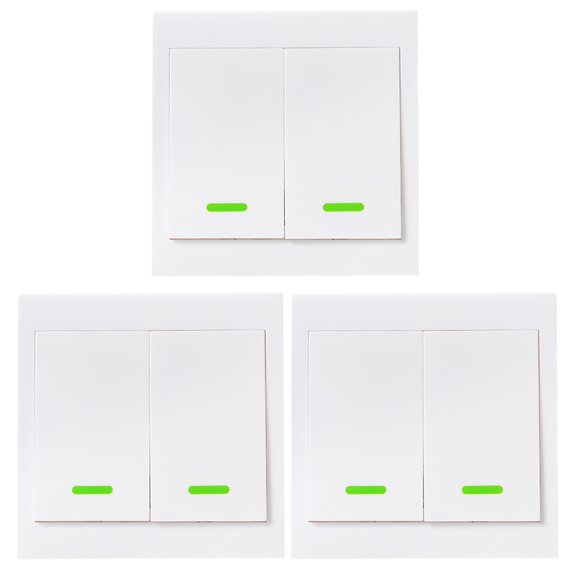 Graflsoa Lot de 3 eWeLink 433 MHz Télécommande Murale à 2 Canaux pour Maison Intelligente, Contrôle de l'Éclairage d'Escalier, Comprend Batterie 12 V 27 A et Ruban Double Face