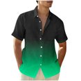 thumbnail image 2 of Hot6sl Économies d'Été Liquidation Chemisier & Chemise à Manches Courtes Col Rabattu, Chemise Décontractée Mode Homme Col Rabattu Imprimé Dégradé Manches Courtes Bouton Chemisier, Chemisier Polyester HommeVert, TG, 2 of 5