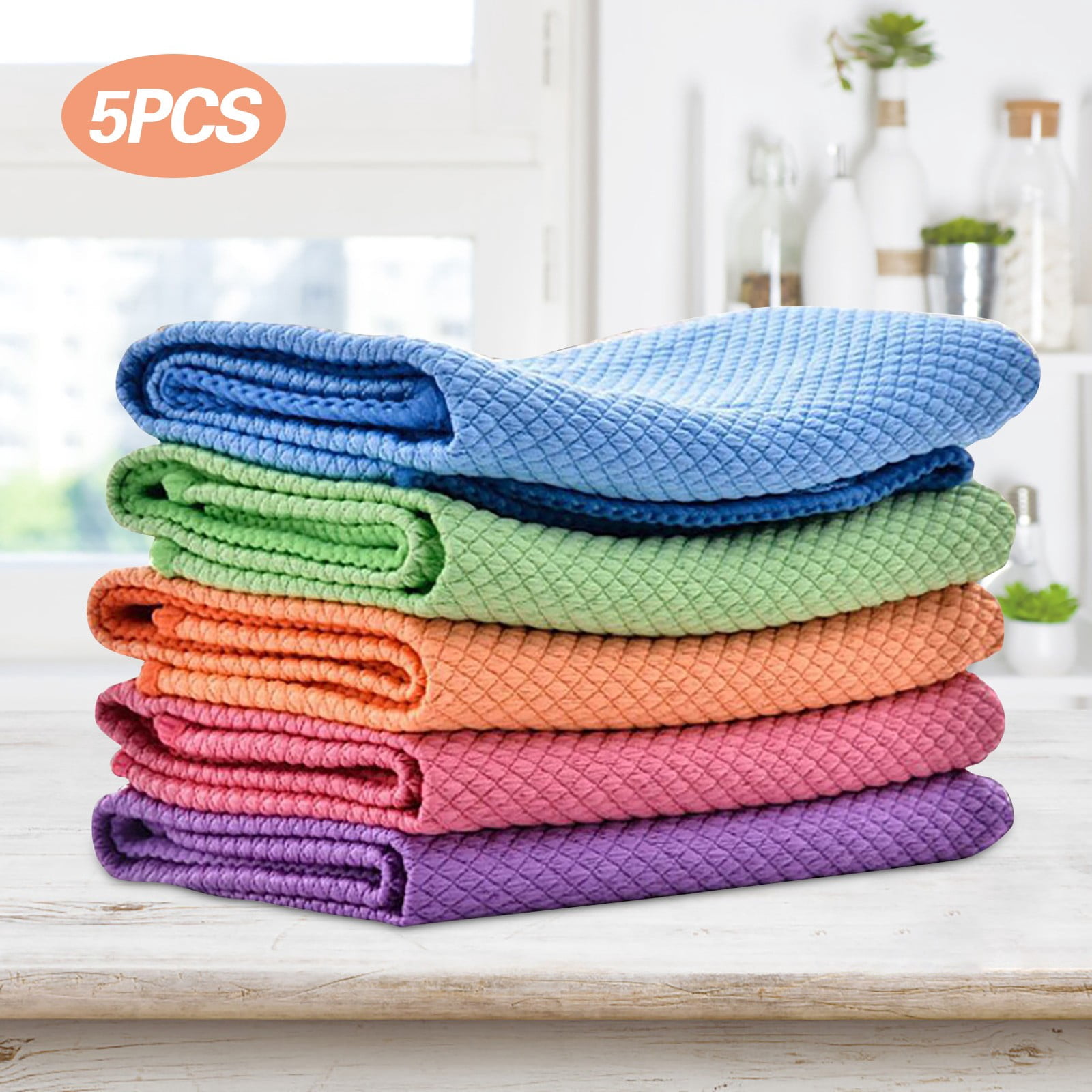 XIPYYKM 5/10 Pack Easy Clean Nanoscale Cloth 40 X 30cm Lint Free Microfibre Cloth Reusable Microfibre Cleaning Cloths for Glass, Mirrors, Car, Kitchen 5Pcs Kitchen Supplies Wipes