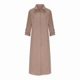 thumbnail image 4 of CHOK Robe Chemise Boutonnée pour Femme en Coton et Lin à Revers Longue Robe d'Été avec Poches Manches Courtes/longues Robes Maxi (XX-Grand Gris), 4 of 5