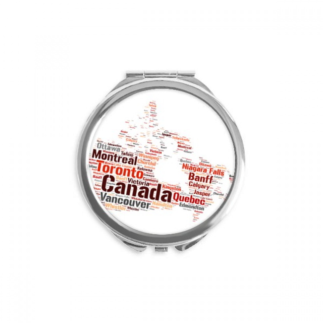 Carte Cananda avec Noms de Ville Repères Miroir Compact à la Main Verre de Poche Portable Rond