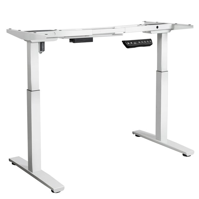 Costway Cadre de Bureau Debout Électrique Moteur Simple Hauteur Réglable avec Contrôleur Blanc