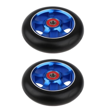 2 Pcs Roues de Trottinette 100 mm avec Roulements et Bagues - Bleu