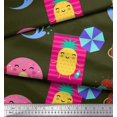 thumbnail image 3 of Soimoi Green Japan Crepe Satin Fabric Beech & Fun Party Fabric Prints By Yard 42 Inch Wide, 3 of 5