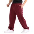 thumbnail image 2 of Men Autumn Casual Sweatpants Solid Color Elastic Middle Waist Loose Joggers Trousers Plus Size, 2 of 4