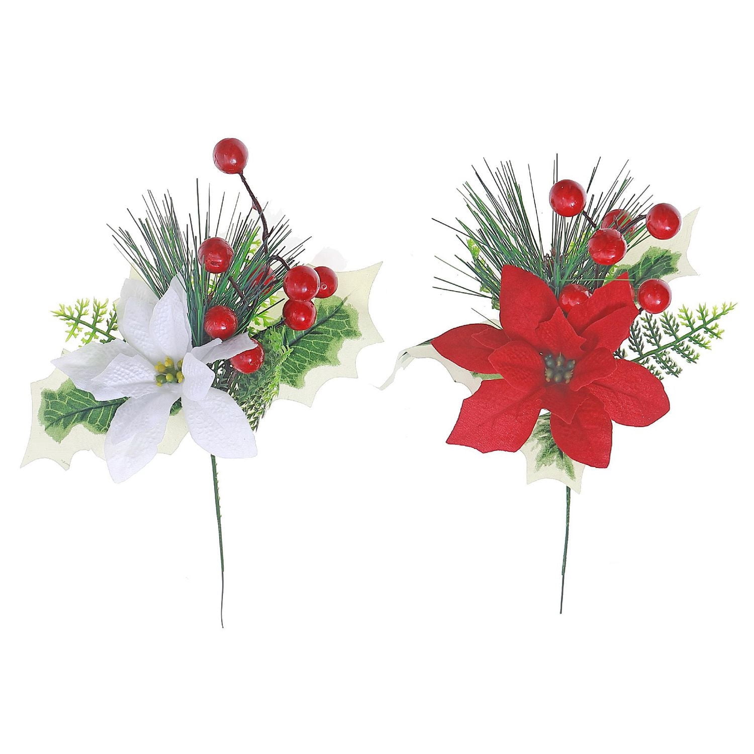 Poinsettia Et Pic À Baies - Lot De 12
