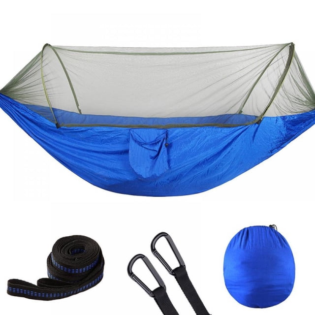 Automatic Quick-opening Tent-type Camping Hammock With Mosquito Net Lightweight Parachute Hammock For Camping Backpack Trekking Travel Backyard Beach 55”*114” Maximum Load-bearing 441LB