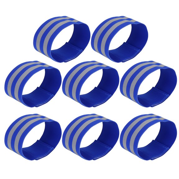 Unique Bargains 8pcs Reflective Bands for Arm High Visibility Night Cycling Riding Reflector Tape Straps Bracelet