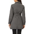 thumbnail image 3 of INSPIRE CHIC Veste en Denim Longue pour Femme à Revers Cranté, Manches Longues, Boutonnée, Ceinturée, TP Noir Gris, 3 of 6