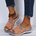 thumbnail image 1 of LSLJS Fish Mouth Slippers, Retro Color Matching Flowers, Wedges with Flying Woven Slippers, Women's Slippers, 1 of 4