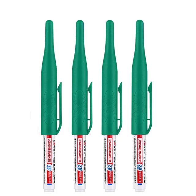Ensemble de 4/8 Pcs Marqueurs à Longue Tête pour Menuiserie Stylo Décoration de Salle de Bain Polyvalent Imperméable Marqueurs pour Trous Profonds Ensemble d'Outils