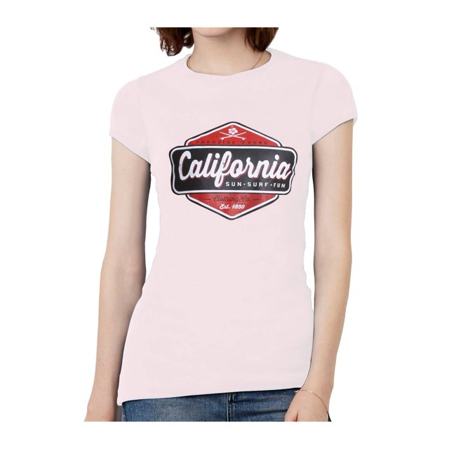 California Sun Surf Fun Womens Short-Sleeve T-Shirt - Light Pink - Large