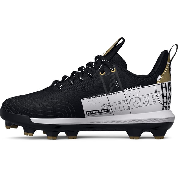 Under Armour Soulier à Crampons de Baseball en TPU pour Garçon Harper 7 Low Juniors, (001) Noir/blanc/blanc, 2.5 Petit Enfant